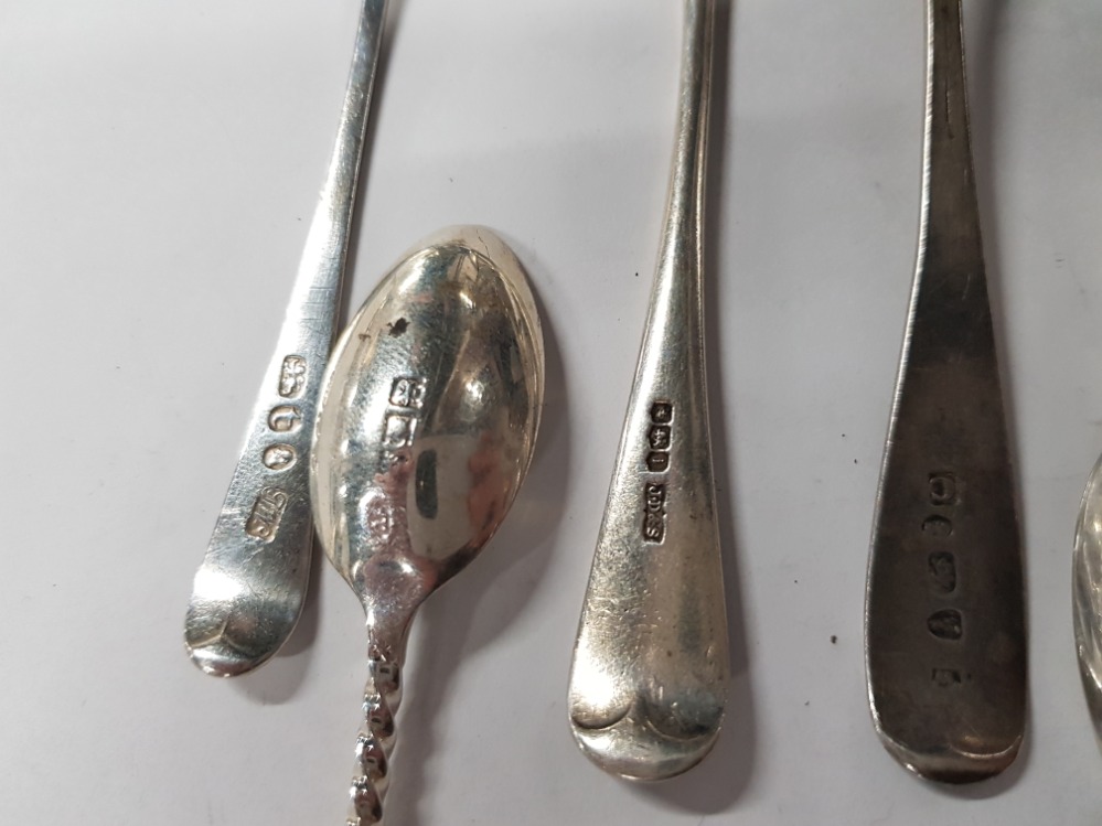 SIX ASSORTED GEORGIAN SILVER AND LATER TEASPOONS ALL HALLMARKED - Image 2 of 3