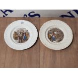 TWO 19TH CENTURY MOULDED TRANSFER PRINTED CREAMWARE PLATES 'THE EFFECTS OF THE BOTTLE'