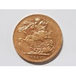 22CT GOLD 1881 FULL SOVEREIGN COIN