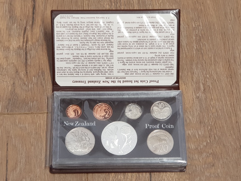 COINS NEW ZEALAND 1981 PROOF SET OF 7 COINS INCLUDING $1 STERLING SILVER