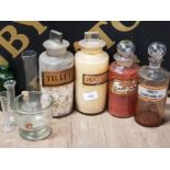 JOB LOT OF CHEMIST BOTTLES AND BEAKERS