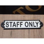 CAST METAL STAFF ONLY SIGN