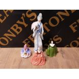 NAO BY LLADRO FIGURE OF GEISHA GIRL PLUS 3 OTHER FIGURES INC ROYAL DOULTON MONICA AND NATALIE AND