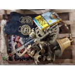 GOOD LOT OF ASSORTED BRASS INCLUDING HORSE BRASSES, SHIPS BELL ETC