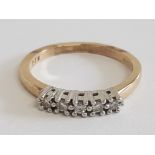 9CT YELLOW GOLD 5 STONE DIAMOND RING SIZE M1/2 2.3G