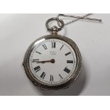 HALLMARKED SILVER NICELY ETCHED FRENCH FOB WATCH BY MARIE, NO 10192