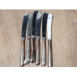 SET OF 5 PLUS 1 SILVER HANDLED BUTTER KNIVES BY MAPPIN AND WEBB