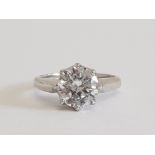 9CT WHITE GOLD CUBIC ZIRCONIA SOLITAIRE RING SIZE G 3.4G
