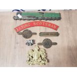 CAST BRASS FLYING SCOTSMAN ORIENT EXPRESS PLAQUES ETC