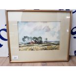A WATERCOLOUR BY JOHN TOOKEY VIEW OF AN ESSEX FARM SIGNED 17.5 X 25.5CM