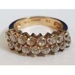 9CT YELLOW GOLD CUBIC ZIRCONIA DOUBLE ROW 1/2 ETERNITY RING, 3.5G SIZE J