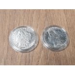 TWO 1888 MORGAN SILVER DOLLARS MINTED IN SAN FRANCISCO