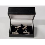PAIR OF SILVER TOGGLE CUFFLINKS MADE BY ALABASTER AND WILSON IN BIRMINGHAM 13.68