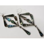 SILVER AND PAUA SHELL DROP EARRINGS