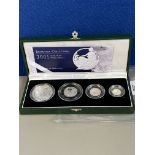 UK ROYAL MINT 2005 BRITANNIA SILVER PROOF SET OF 4 COINS IN CASE OF ISSUE WITH CERTIFICATE