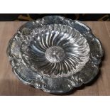 LARGE HALLMARKED LATE 17TH CENTURY SILVER AND ETCHED FRUIT BOWL 1047.6G