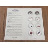 UK SILVER PROOF BEST OF BRITISH COLLECTION SET OF 8 IN ILLUSTRATED FOLDER WITH CAPSULES APPROX