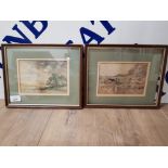 TWO WATERCOLOURS BY GEORGE BLACKIE STICKS LANDSCAPE AND GILL FISHERS SIGNED 12 X 16CM