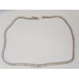 14CT WHITE GOLD CUBIC ZIRCONIA TENNIS NECKLACE, 27.14G