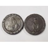 2 GEORGE III BRITANNIA CARTWHEEL PENNIES