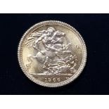 22CT GOLD 1966 FULL SOVEREIGN COIN