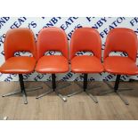 SET OF 4 RETRO SWIVEL CHAIRS ON METAL PEDESTAL BASES