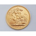22CT YELLOW GOLD 1976 FULL SOVERIGN COIN