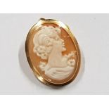 18CT YELLOW GOLD CAMEO PENDANT, 1.5G SIZE L1/2