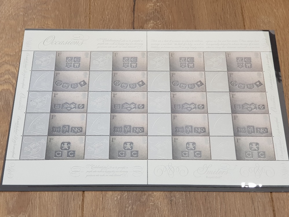 STAMPS ROYAL MAIL SMILER SHEET 2001 OCCASIONS COMPLETE SHEET IN PERFECT UNMOUNTED MINT CONDITION