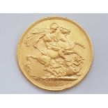 22CT GOLD 1909 FULL SOVEREIGN COIN