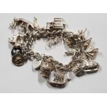 SILVER ASSORTED CHARM BRACELET 98.1G