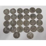 A TOTAL OF 26 .500 SILVER BRITISH SHILLING COINS DATED FROM 1920 TO 1946