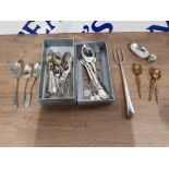 FIVE ITALIAN SILVER CUTLERY PIECES TOGETHER WITH VARIOUS OTHER CUTLERY