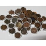 BAG OF 50 GEORGE V FARTHINGS COINS IN DIFFERENT GRADES, DATED EARLY 1900S MOST IN PLASTIC PODS
