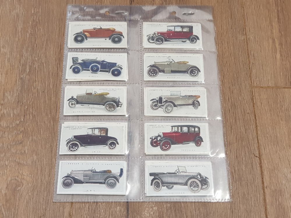 CIGARETTE CARDS MOTOR CARS BY LAMBERT AND BUTLER SET OF 25 GREEN BACK IN GOOD CONDITION