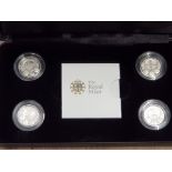 UK ROYAL MINT 2010-11 £1 SILVER PROOF SET OF 4 COINS IN ORIGINAL CASE WITH CERTIFICATE