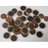 BAG OF 50 GEORGE V FARTHINGS COINS IN DIFFERENT GRADES, DATED EARLY 1900S MOST IN PLASTIC PODS