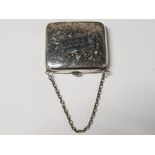 SILVER PURSE ON CHAIN DEDICATED 1907 HALLMARKED FOR BIRMINGHAM 1906, 31.5G