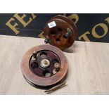 2 VINTAGE WOODEN SCARBOROUGH FISHING REELS