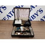 BOX OF COSTUME JEWELLERY INC NECKLACES BRACELETS EARRINGS ETC