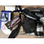 LOT OF FRAMES AND ELECTRICALS INCLUDING KNIFE SHARPENER, LUMIX CAMERA, SONY HANDICAM, ROST FREI