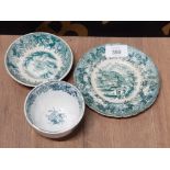 JOHN CARR AND SONS NORTH SHIELDS 1861-1900 CHILDS PLATE SMALL DISH AND TEA BOWL CIRCA 1850 SAS