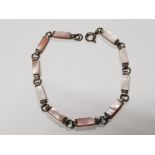 SILVER AND PINK MOTHER OF PEARL BRACELET, 7G