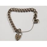 SILVER CHARM BRACELET WITH HEART PADLOCK AND SAFETY CHAIN, 31.2G