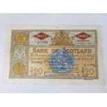 BANK OF SCOTLAND 20 POUNDS BANKNOTE DATED 1-10-1963, SERIES 7/F 1085, PICK 94F, INKED NUMBER TOP