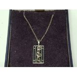 SILVER RENNIE MCKINTOSH PENDANT AND CHAIN, 2.6G