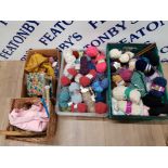 KNITTING YARNS AND KNITTING ACCESSORIES IN THREE BOXES