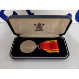 FIRE BRIGADE LING SERVICE MEDAL AWARDED FOR 20 YEARS AWARDED TO WILLIAM J EDMONDSON IN ORIGINAL
