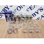 GLASSWARE TO INCLUDE CUT GLASS BRANDY BALLOONS OTHER ITEMS BY ROYAL DOULTON BOHEMIA BABY CHAM ETC