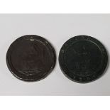 2 GEORGE III CARTWHEEL TWO PENNY COINS